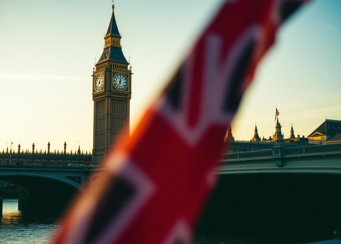 Big Ben et l'Union Jack à Londres